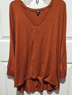 Lee Women's Rust Scoop-Neck Tie-Front Top